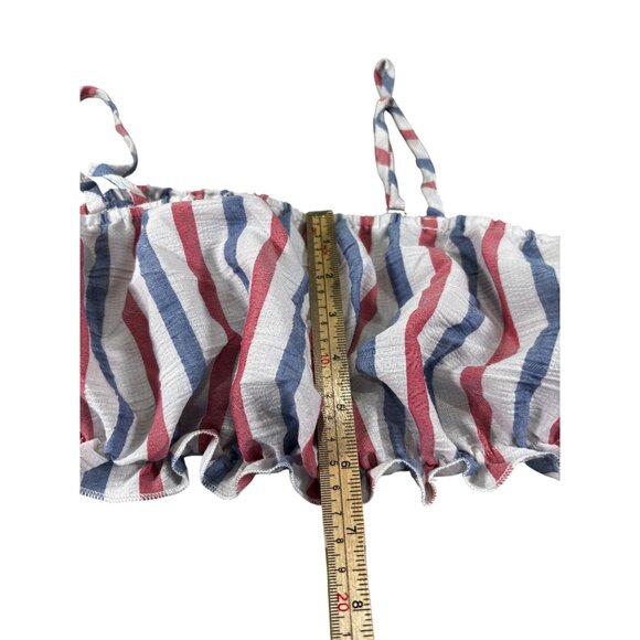 Striped Ruffle Hem Cropped Camisole Top Red/White/Blue Womens Size 8 By Lizaful - Picture 10 of 10